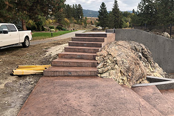 Concrete stairs on stone